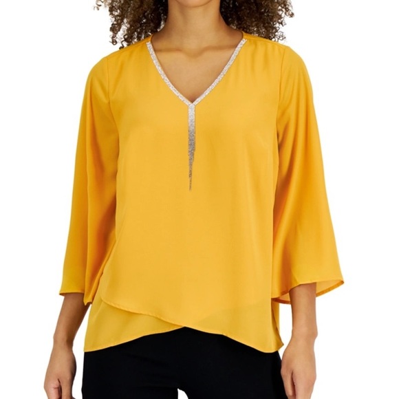 JM Collection Women's Rhinestone-Trim 3/4
Sleeve Top Created for Macy's - Picture 2 of 9